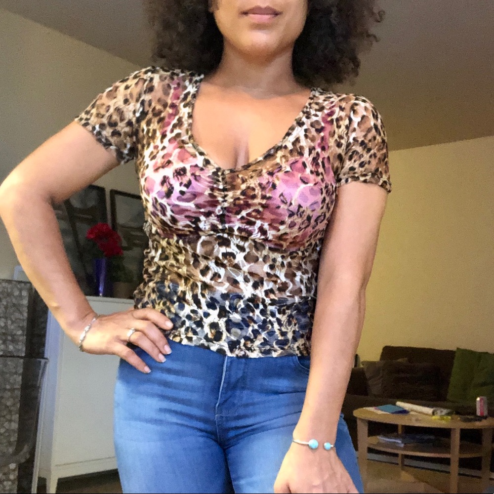 Sheer leopard print mesh top, NEW! - Picture 7 of 8